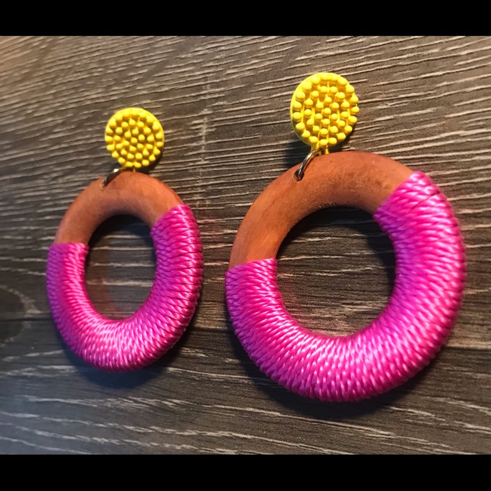 Wood multicolored earrings